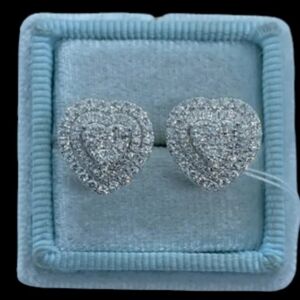 Rhinestones heart earrings set in Silver